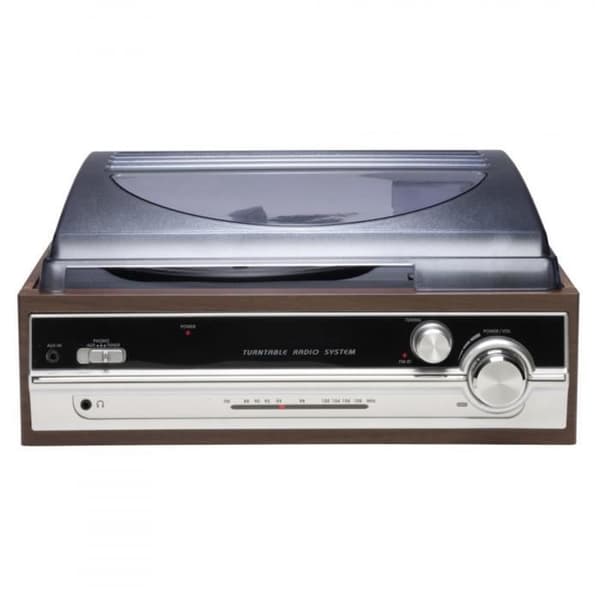 Vinylspelare - Denver - VPR-190 - FM Radio - Inbyggda högtalare - Träfinish