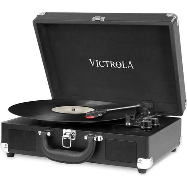 VICTROLA Resväska Skivspelare - Bluetooth - 3 hastigheter - Svart