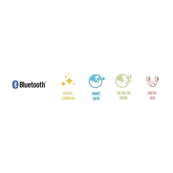 Skivspelare - BIGBEN INTERACTIVE - Belyst skivspelare - Remdrift - Bluetooth - Ljuseffekter