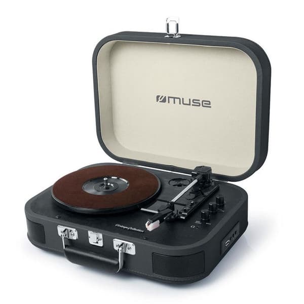 Muse MT-201 svart skivspelare med USB-ljuduppspelning och inspelning, Bluetooth 4.0 och 2 inbyggda högtalare