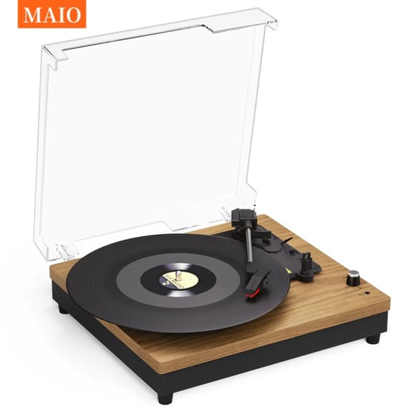 Vinyl Pladespiller, 3-Hastighed Afspilning, Indbyggede Bluetooth Højttalere,Mørkebrun