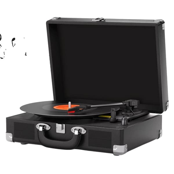 Bluetooth Pladespiller, Vintage Audio Design, 3-Hastigheds Afspilningsmuligheder,sort farve