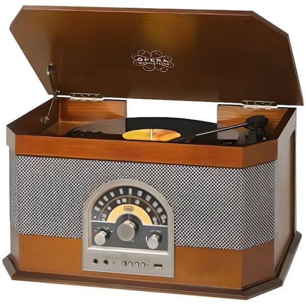 BT skivspelare av vinyl i trä - TREVI TT-1040 - 33, 45 och 78 rpm