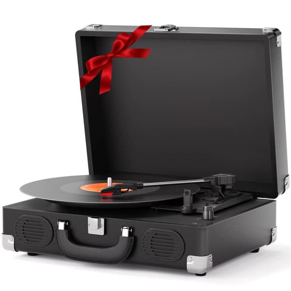 Pladespiller, Bluetooth-forbindelse, AUX-indgang, RCA-udgang,sort farve