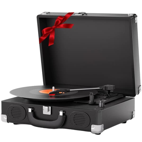 Pladespiller, Bluetooth-forbindelse, AUX-indgang, RCA-udgang,sort farve