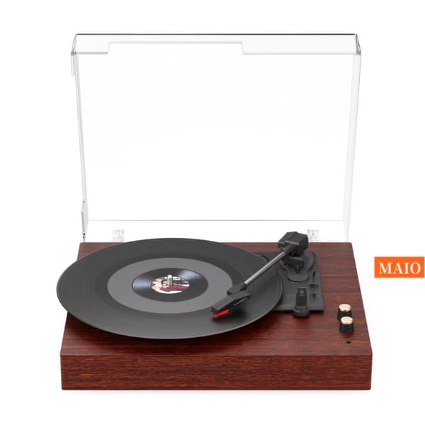 Pladespiller, 3 hastigheder (33, 45, 78 RPM), 2 stereo højttalere, optagefunktion,Jernoxid rød