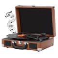 Miniatyrbillede 1 af 2: Vinyl Pladespiller, 3 Hastigheder, Indbyggede Bluetooth Højttalere, Anti-Vibrations Teknologi,Mørkebrun