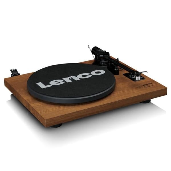 Lenco LS-480WD - Bluetooth® skivspelare med två externa högtalare och 2 x 30 watt RMS, trä