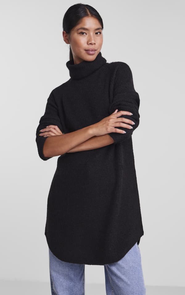 Pieces - pcEllen LS Long Knit Svart S