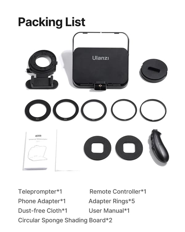 Kannettava Teleprompter Tableteille ja Puhelimille, 19cm x 12cm Näyttö, Yhteensopiva Kaukosäätimen kanssa,RT02RT02