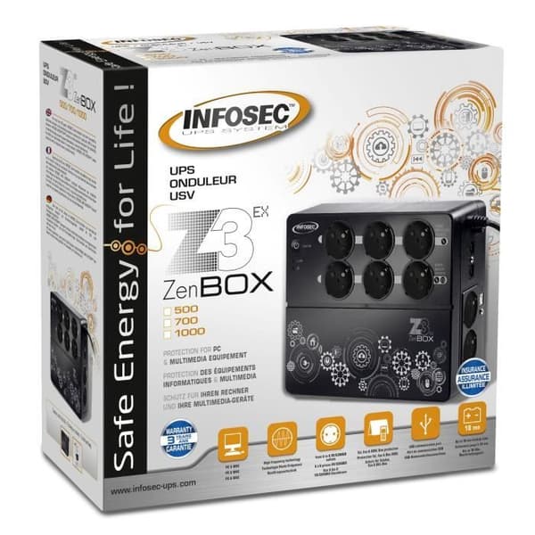 INFOSEC Högfrekvent inverter Z3 ZenBox EX 500 - 500 VA 6 FR / SCHUKO-uttag