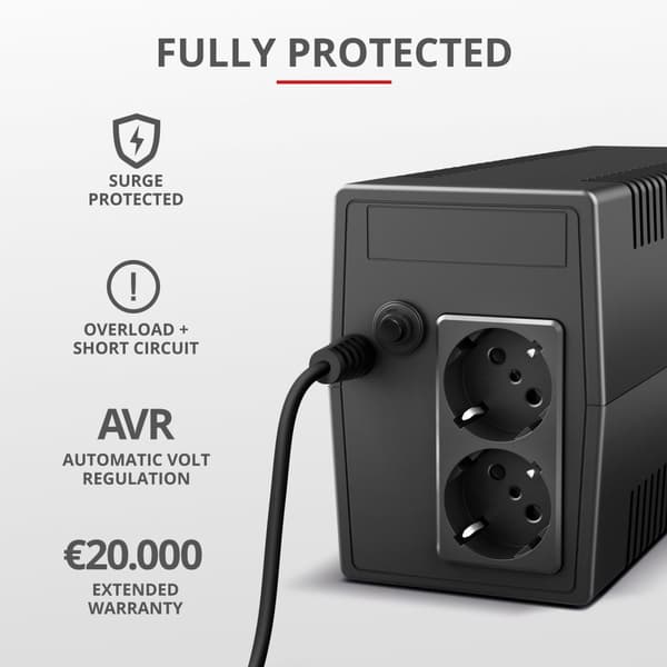Paxxon 800VA UPS 2st uttag Schuko