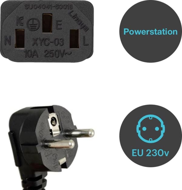 EcoFlow Powerstation AC-kabel - EU-strömkabel - Nätkabel - för EcoFlow River River Pro River Max Delta Delta Mini Delta Pro