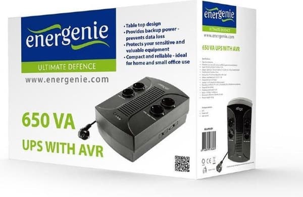 EnerGenie EG-UPS-001 nødstrømsforsyning (UPS) Line-Interactive 0,65 kVA 390 W 4 AC-udtag