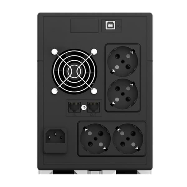 UPS NJOY, "Cadu 1500", Line Int. cu management, mini tower, 1500VA/900W, AVR, Schuko x 4, 2 x baterie GP09122F, display LCD, back-up 1 - 10 min., "UPC Sort