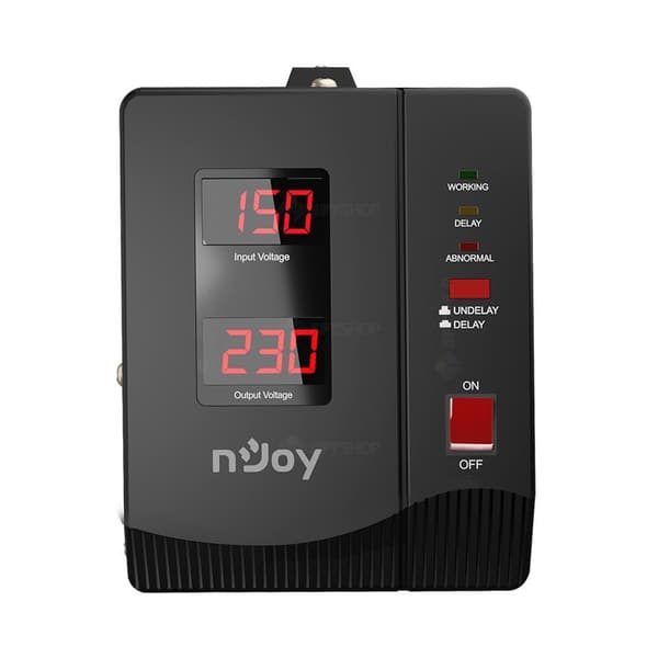 nJoy | AVRL-20002AL-CS01B | Alvis 2000 | Stabilizator de tensiune | 2000 VA | 1200W | Tower | Nr iesiri 2 Schuko | Intrare Schuko | Display digital "A