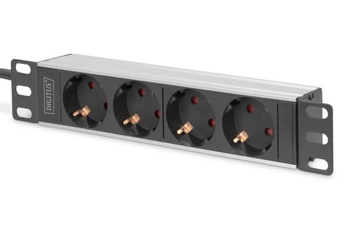 Listwa zasilająca do szaf 10" RACK 4xSchuko, 2m 1xUnischuko, 16A, aluminiowa Sort