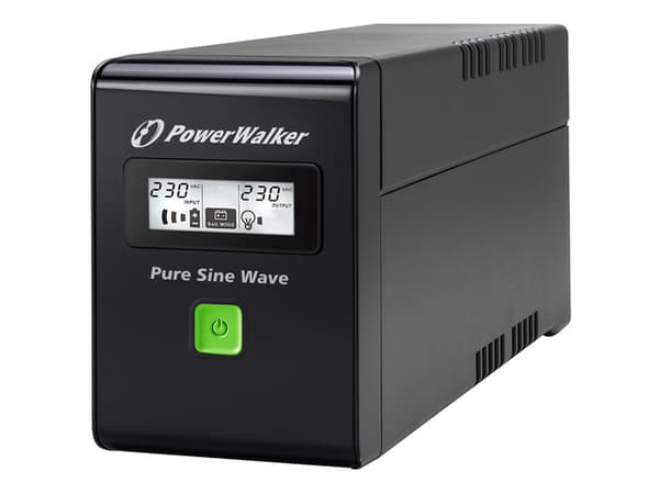 PowerWalker VI 600 SW FR uninterruptible power supply (UPS) Line-Interactive 0.6 kVA 360 W 2 AC outlet(s) Sort, Grøn