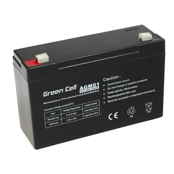 Batteri til System til Uafbrydelig Strømforsyning Green Cell AGM01 12 Ah