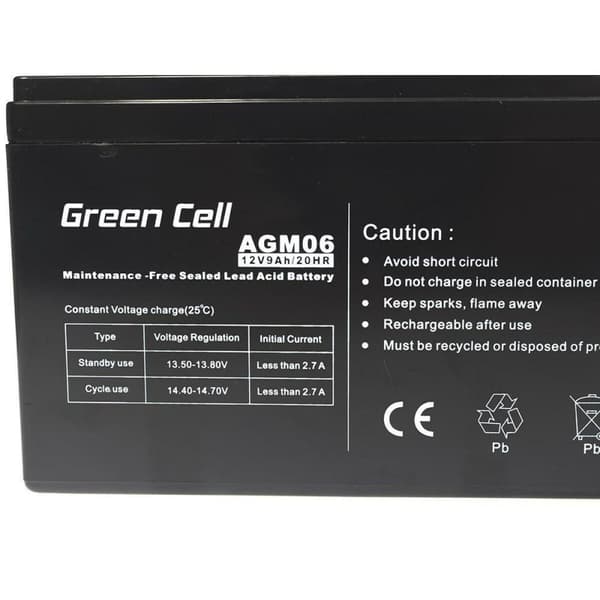 Batteri til System til Uafbrydelig Strømforsyning Green Cell AGM06 9 Ah 12 V