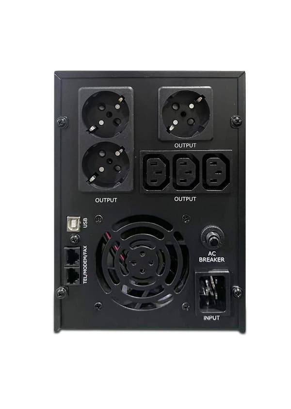 ENERGI UPS AVR 3000VA LCD, 3X C13, 3X SCHUKO, USB, RJ45 Sort