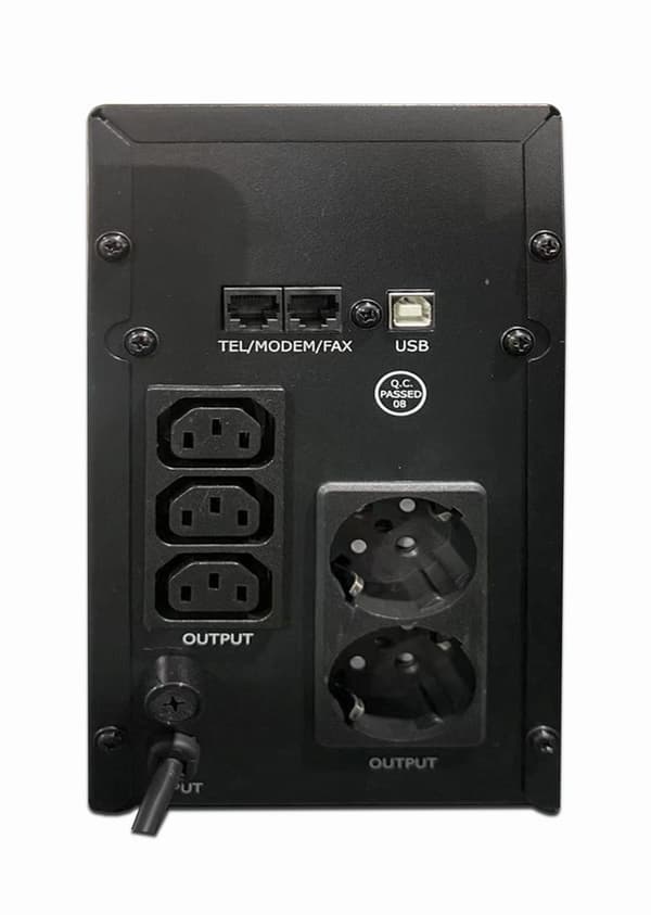 ENERGI UPS AVR 2000VA LCD, 3X C13, 2X SCHUKO, USB, RJ45 Sort