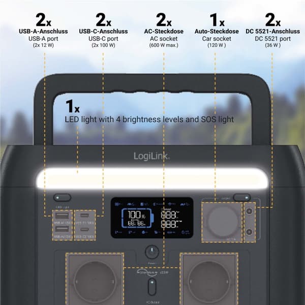 LogiLink Portable Power Station 600W 512 Wh Tuya