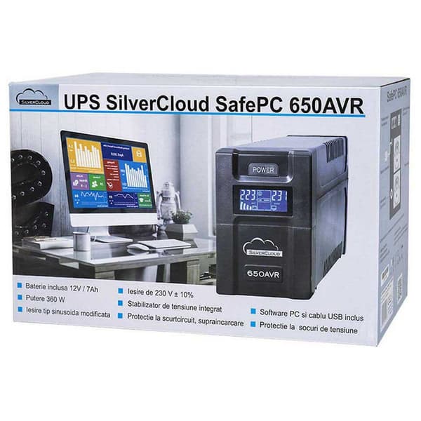 Silvercloud Safepc 650avr Ups Sort One Size / EU Plug