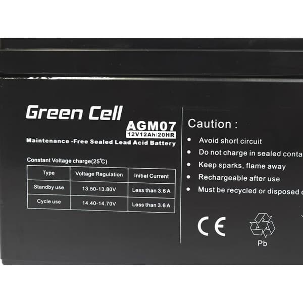 Batteri til System til Uafbrydelig Strømforsyning Green Cell AGM07 12 Ah 12 V
