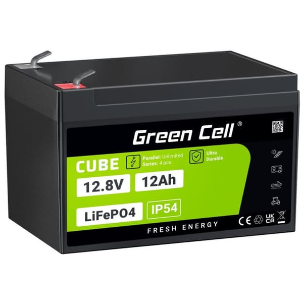 Batteri til System til Uafbrydelig Strømforsyning Green Cell LFPGC12V12AH 12 Ah