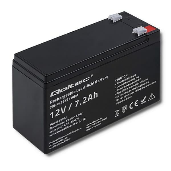 Batteri til System til Uafbrydelig Strømforsyning Qoltec 53062 7200 mAh 12 V