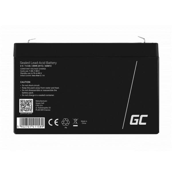 Batteri til System til Uafbrydelig Strømforsyning Green Cell AGM12 7000 mAh 6 V