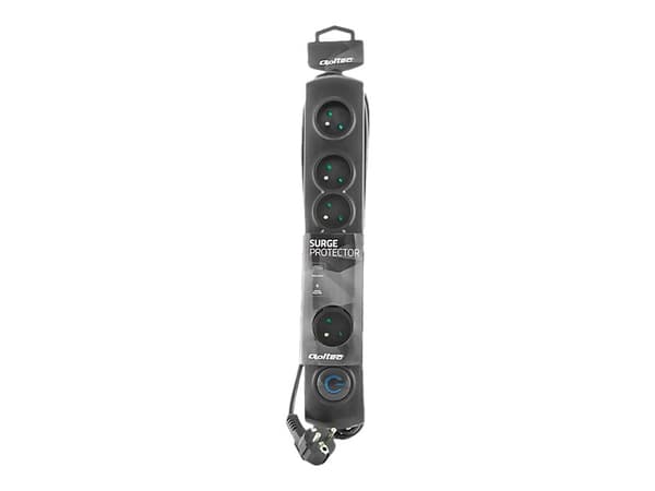 Qoltec - Overspenningsavleder - AC 230 V - 3680 watt - utgangskontakter: 6 - 3 m kabel - Europa - svart