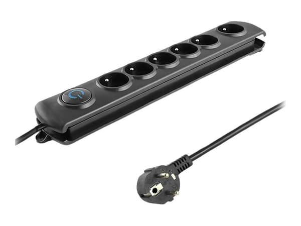 Qoltec - Overspenningsavleder - AC 230 V - 3680 watt - utgangskontakter: 6 - 3 m kabel - Europa - svart