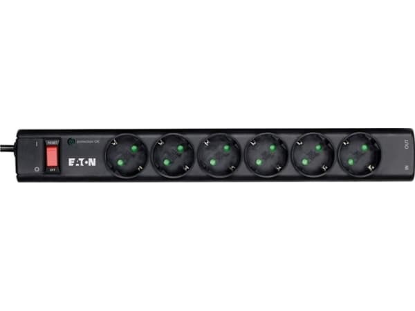 Eaton PS6TD ylijännitesuoja Musta, Valkoinen 6 AC-pistorasia(a) 220 - 250 V 1 m