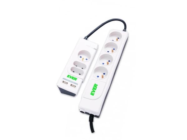 Ever OFFICE PLUS, 918 J, 7 AC-pistorasia(a), 250 V, 50 Hz, 10 A, Valkoinen