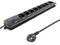Miniatyrbilde 4 av 5: Qoltec - Overspenningsavleder - AC 230 V - 3680 watt - utgangskontakter: 8 - 3 m kabel - Europa - svart
