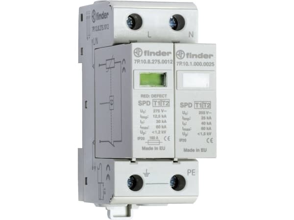 Finder 7P.12.8.275.1012 7P.12.8.275.1012 Overspændingsbeskyttelse afleder 30 kA 1 stk