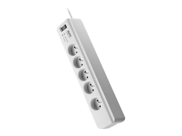 APC SurgeArrest Essential - Overspenningsavleder - AC 230 V - 2300 watt - utgangskontakter: 5 - 1.83 m kabel - Belgia, Frankrike - hvit