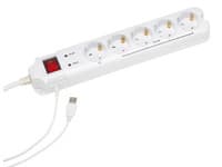 EnerGenie PCW-MS2G Power Cube with Master/Slave function - Overspenningsavleder - AC 250 V - USB - utgangskontakter: 5 - Tyskland - hvit