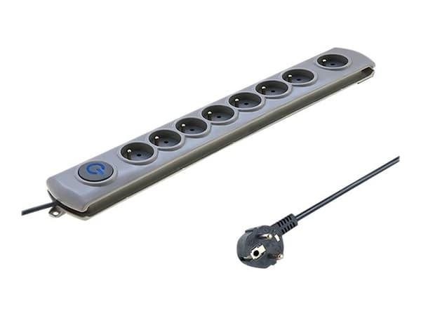 Qoltec Quick Switch - Overspenningsavleder - AC 230 V - 3680 watt - utgangskontakter: 8 - 1.8 m kabel - grå