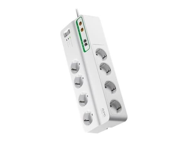APC SurgeArrest Performance - Overspenningsavleder - AC 230 V - 2300 watt - utgangskontakter: 8 - 3 m kabel - Tyskland - hvit