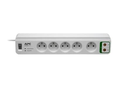 APC SurgeArrest Essential - Overspenningsavleder - AC 230 V - 2300 watt - utgangskontakter: 5 - 1.83 m kabel - Belgia, Frankrike - hvit