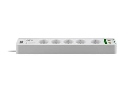 APC SurgeArrest Essential - Overspenningsavleder - AC 230 V - 2300 watt - utgangskontakter: 5 - 1.83 m kabel - Belgia, Frankrike - hvit