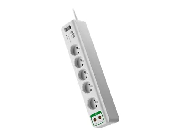 APC SurgeArrest Essential - Overspenningsavleder - AC 230 V - 2300 watt - utgangskontakter: 5 - 1.83 m kabel - Belgia, Frankrike - hvit