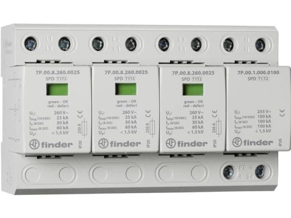 Finder 7P.04.8.260.1025 7P.04.8.260.1025 Overspændingsbeskyttelse afleder 30 kA 1 stk
