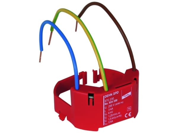 DEHN STC 230, Pääte, 230 V, 50 - 60 Hz, 5000 A, Punainen, Termoplastinen