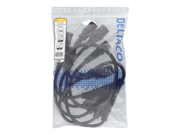DELTACO - Tehonjakaja - IEC 60320 C14 virtalähteeseen IEC 60320 C13 - 250 V - 10 A - 1 m - musta