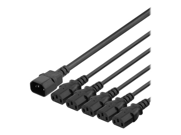 DELTACO - Tehonjakaja - IEC 60320 C14 virtalähteeseen IEC 60320 C13 - 250 V - 10 A - 1 m - musta
