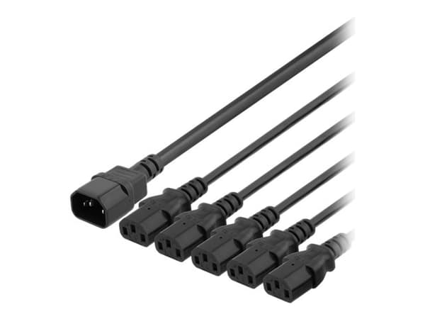 DELTACO - Tehonjakaja - IEC 60320 C14 virtalähteeseen IEC 60320 C13 - 250 V - 10 A - 1 m - musta